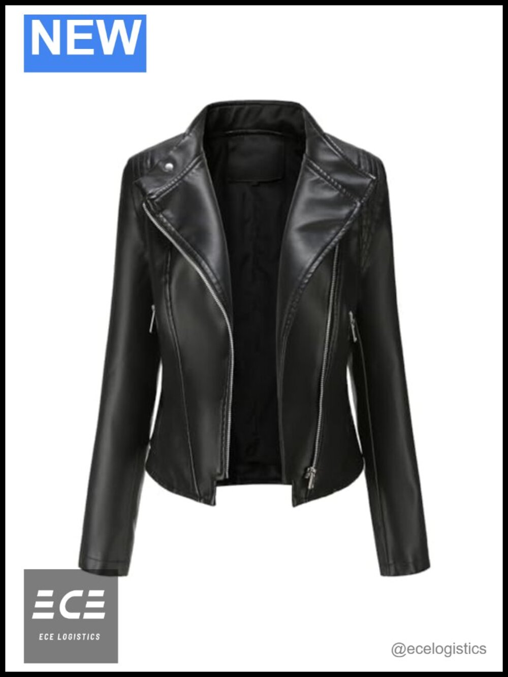 Faux Leather Moto Jacket Asymmetrical Zip Biker Coat with Pockets